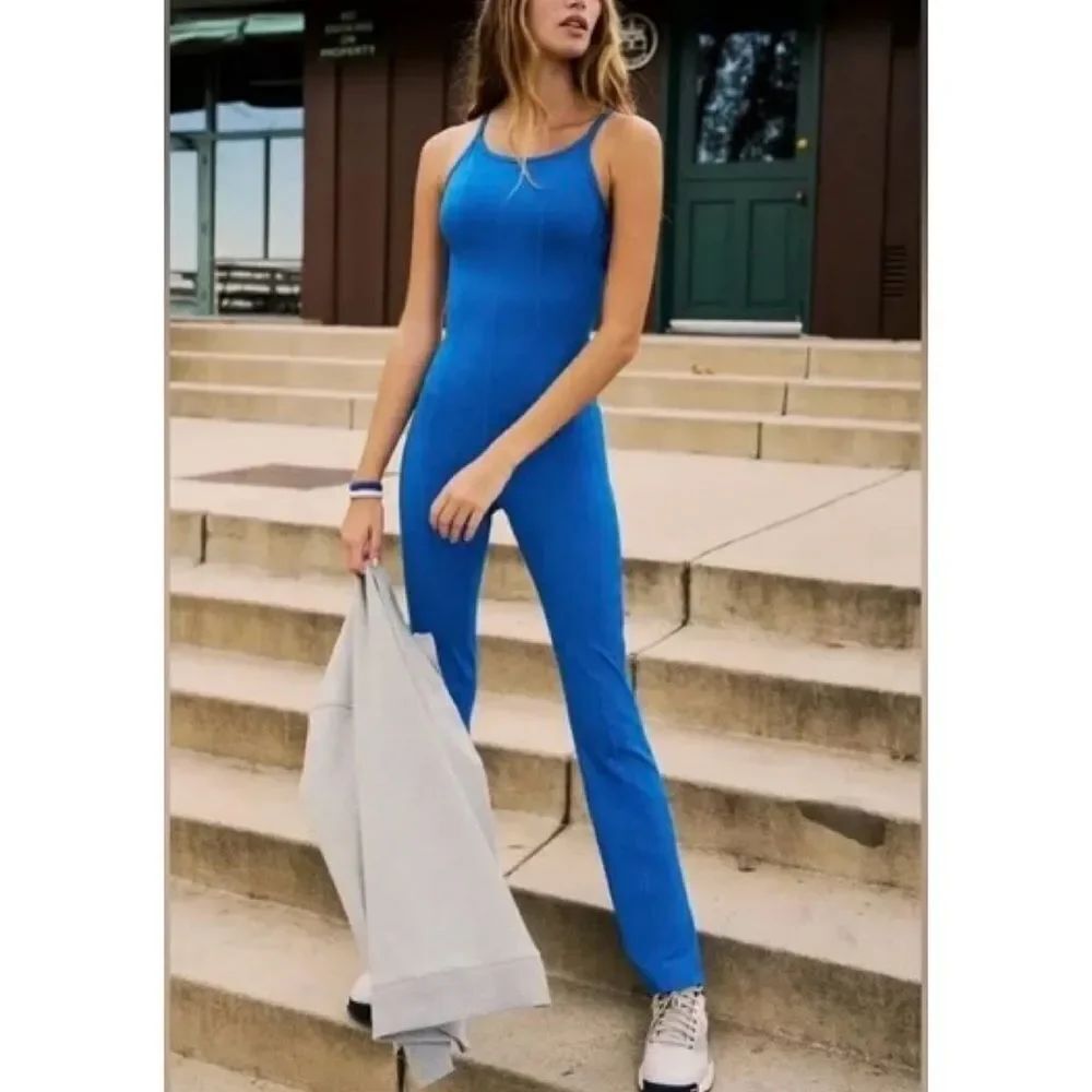 Free People Movement Blue Heat Waves Onsie Jumpsuit S